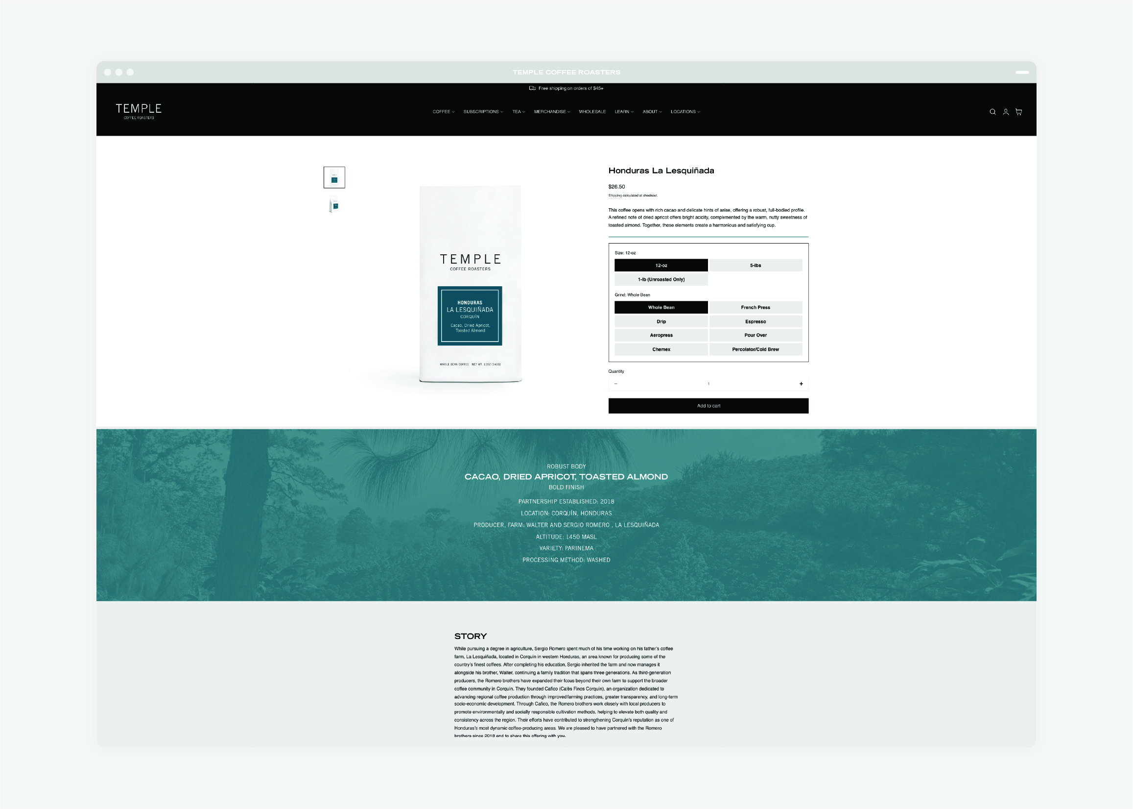 Temple Coffee Roasters site